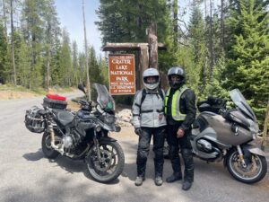 Carey and I entering Crater Lake National Park 6-14-24