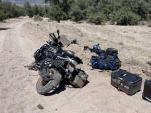 Dropped the GS 7 times on Bear Mountain Road in the deep sand, and each time required disassembly to pick it up! 6-11-23