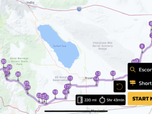 The Scenic app "extra curvy" route toward Escondido, CA