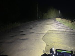 Night riding on wet packed dirt in Wheelock, VT 7-25-23