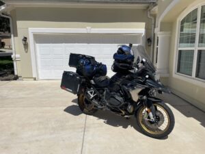 The GS arrives home after the 9,300 mile tour 8-4-23