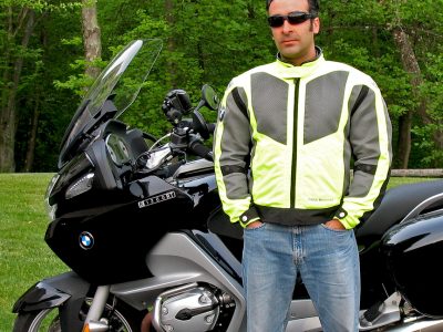 Modeling BMW’s new Airshell jacket for MCN….