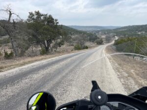 R1200RT exploring Crabapple Road in Kendalia, Texas 2-9-24