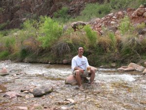 AHHHHHHHHH! My aching feet soak in the Colorado River….