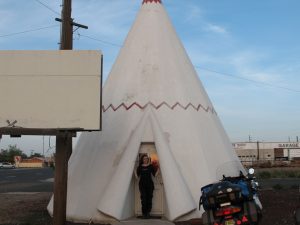 Parked for the night at the famous Wigwam Motel in Holbrook, AZ – right on old Route 66.